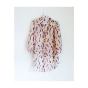 Hi low feather blouse