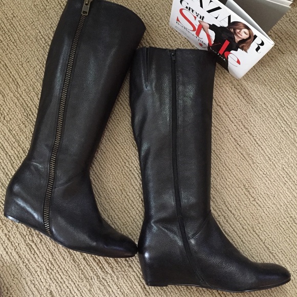 Corso Como Boots - Corso Como Black hidden wedge exposed zipper boots