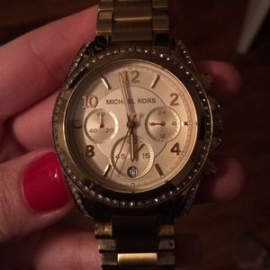 Michael Kors gold watch w stone accents
