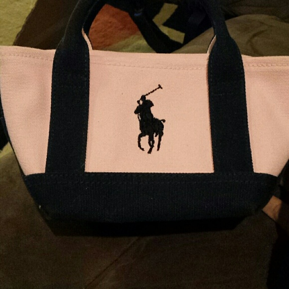 Small pink and navy Ralph Lauren Polo canvas bag - Picture 1 of 3
