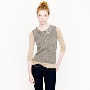 J. Crew Collection Jeweled-Collar Sweater
