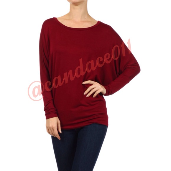 ⭐️LAST ONE!⭐️ Wine Long Sleeved Dolman Top - Picture 4 of 4