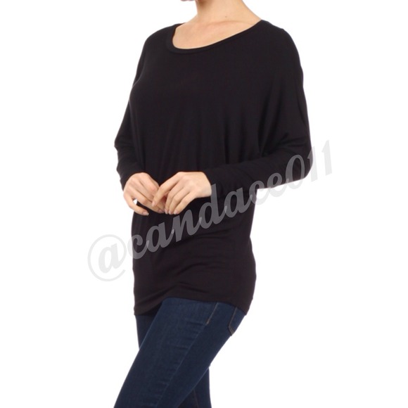 Black Long Sleeved Dolman Top - Picture 3 of 4