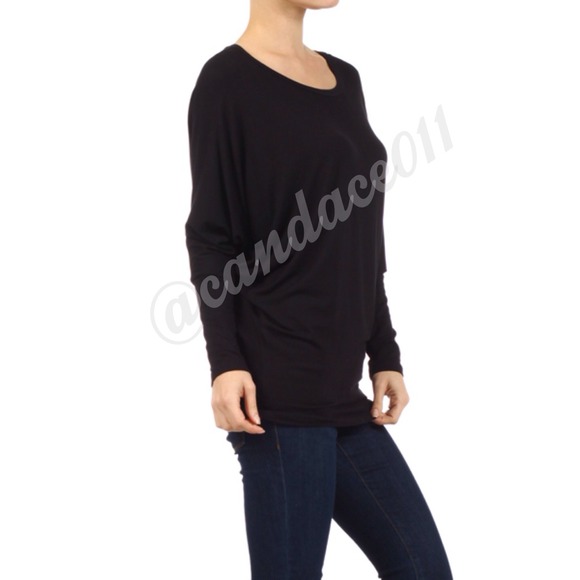 Black Long Sleeved Dolman Top - Picture 4 of 4