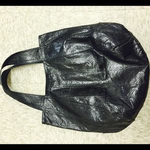 Black faux snake skin tote