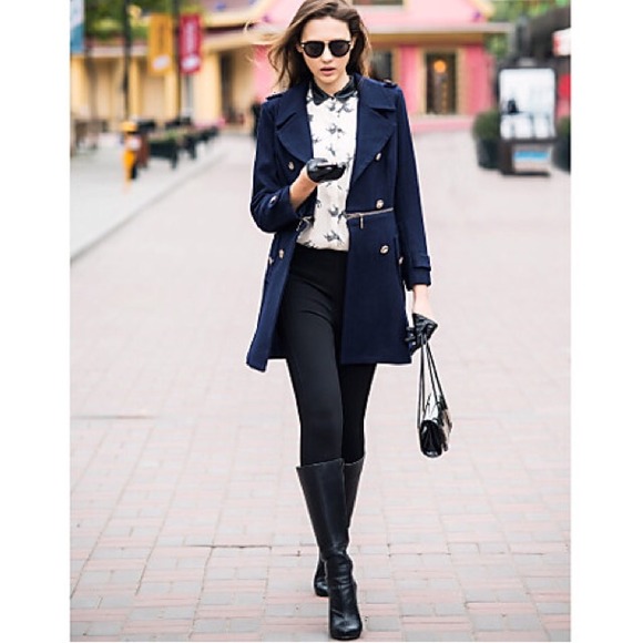 Jackets & Blazers - NAVY Zip-Detail At Waist Coat