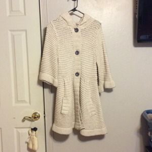 Cream free people hooded Cardigan
