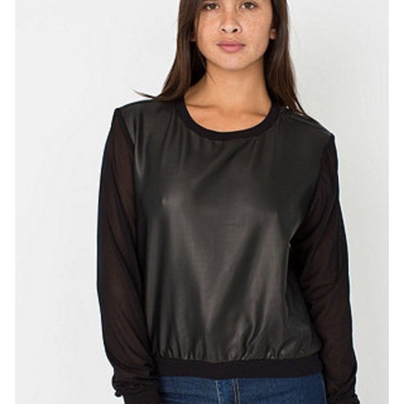 American apparel lamè crewneck with mesh sleeves