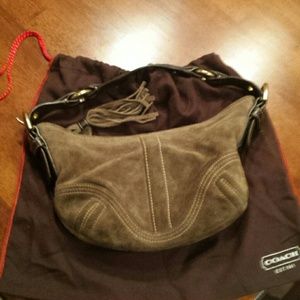 Authenic  Brown Leather/Suede Coach Bag
