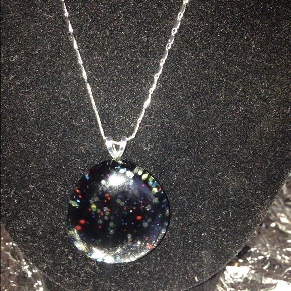 Glass necklace with sterling silver chain