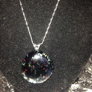 Glass necklace with sterling silver chain