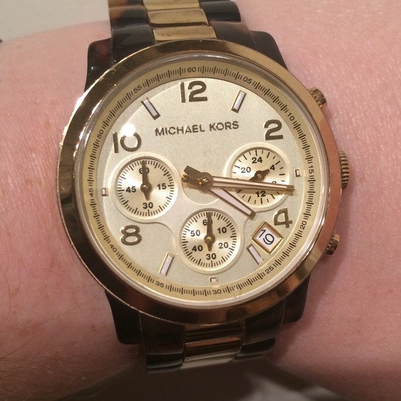 Michael Kors Tortoise Shell + Gold Watch - Picture 1 of 4