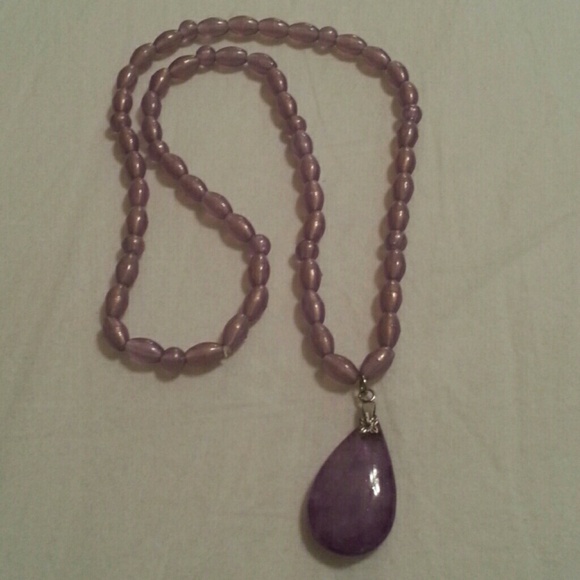 Lavender necklace & purple ribbon necklace