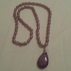 Lavender necklace & purple ribbon necklace