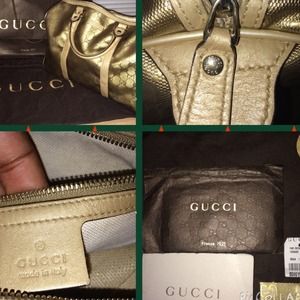 Authentic Gucci Champagne-Gold Boston Handbag