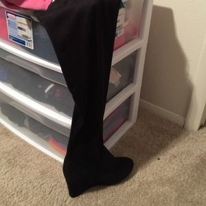 Black Wedge Boots