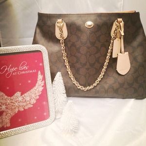 🚫SOLD🚫Coach Peyton Signature leather chain tote