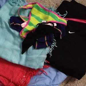 A&F scarf, VS underwear, Nike pants bundle