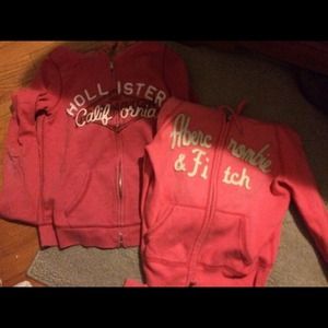 2 hoodies, pink