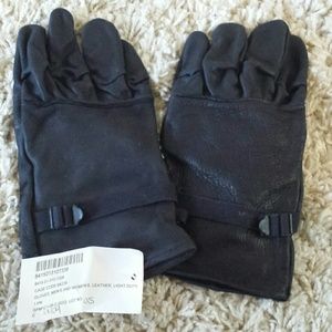 Military leather black gloves