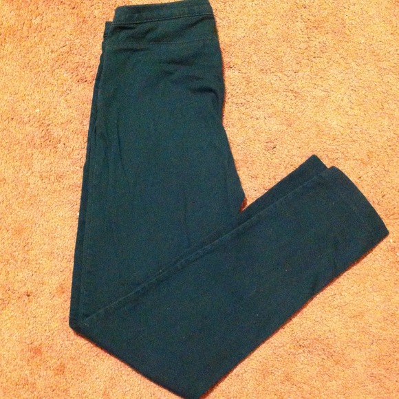 High waisted green skinny jeans