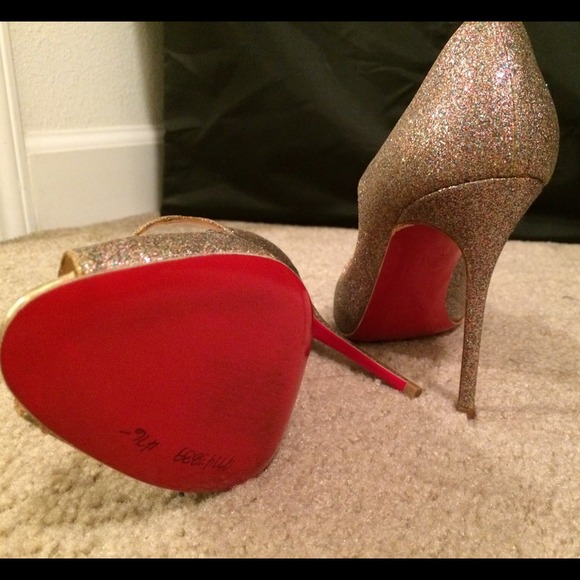 Christian Louboutin Mademoi Glittered Open Toe - Picture 2 of 4