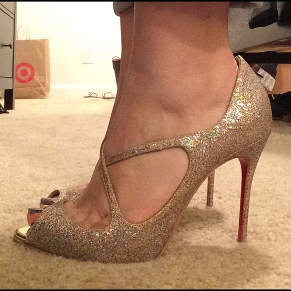 Christian Louboutin Mademoi Glittered Open Toe - Picture 3 of 4