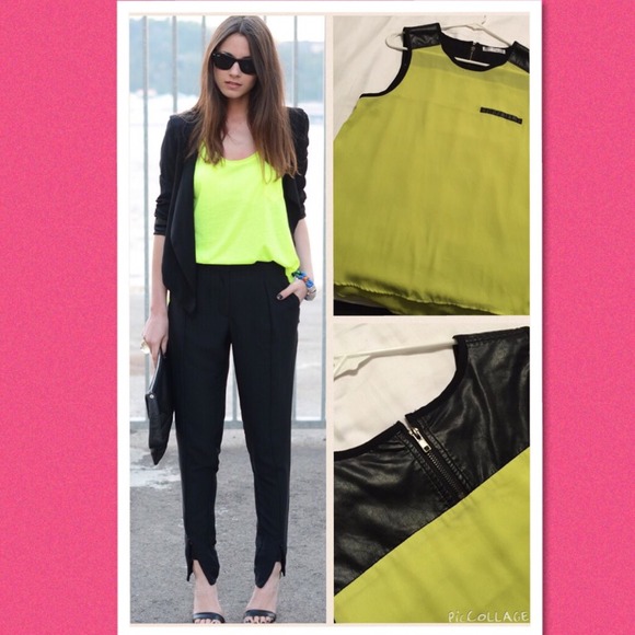 Tops - Neon and faux leather top