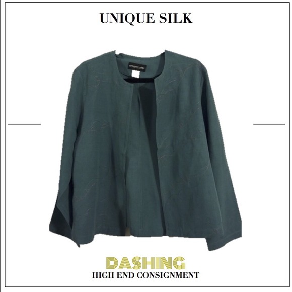 Silk/Linen Turquoise light Blazer - Picture 1 of 3