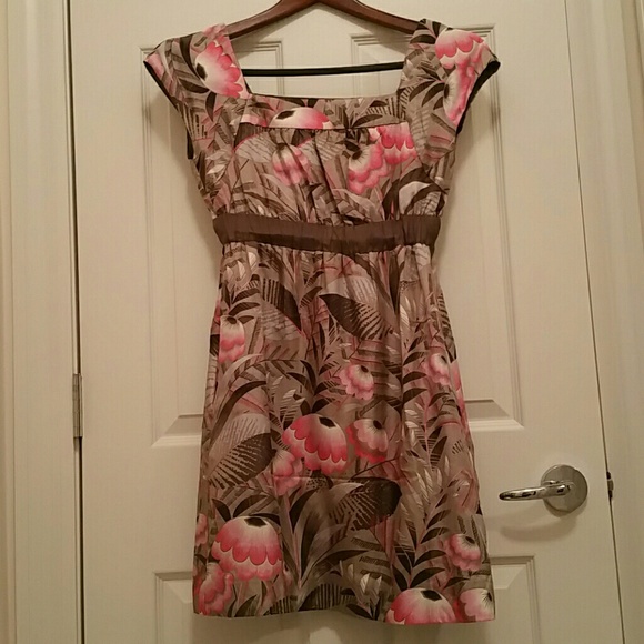 Silk anthopologie dress w pockets. Pink and grey - Picture 2 of 4