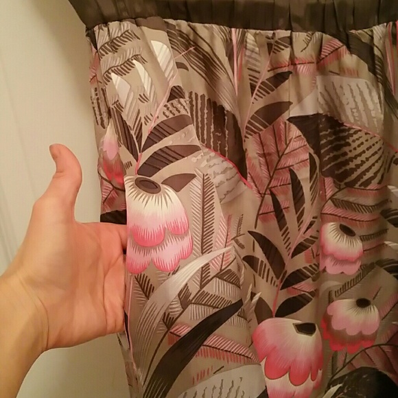 Silk anthopologie dress w pockets. Pink and grey - Picture 3 of 4