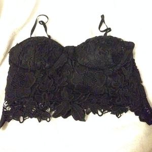 Black laced crop top