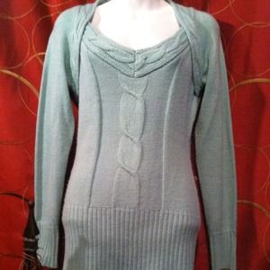 Mint Long Cable Knit Sweater