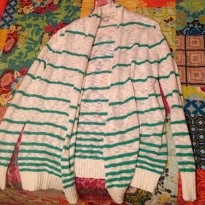 Green Striped Cardigan
