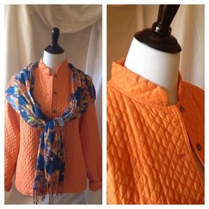 Orange cotton quilted jacket, soft & cozy