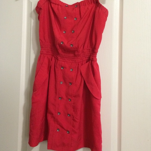 Strapless red dress