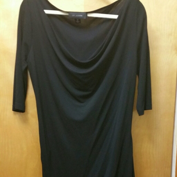 St john asymmetrical hem black cocktail dress