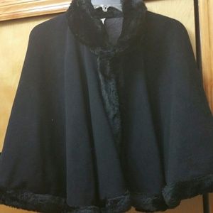 Faux fur black short cape