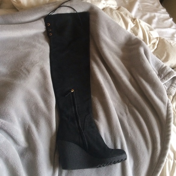 Fendi over the knee lace up back boot