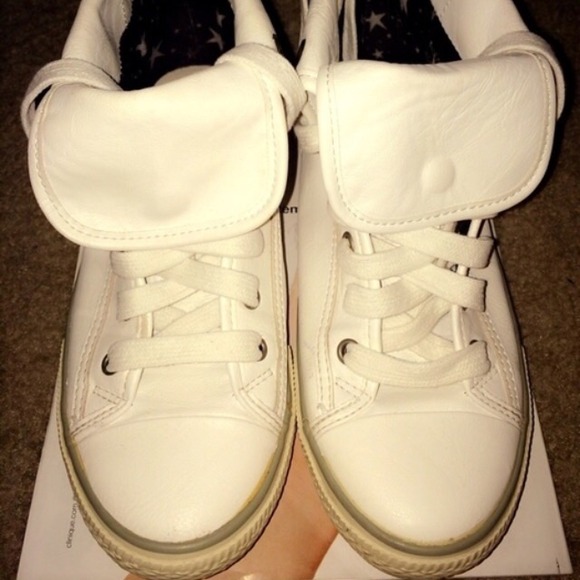 Aldo white leather silver studded sneakers