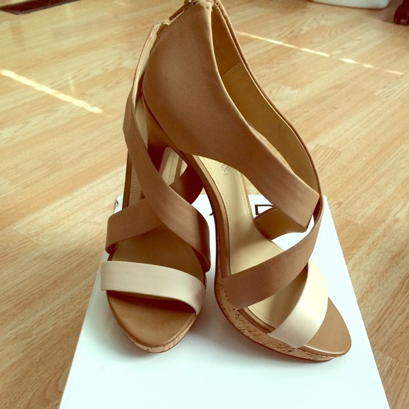 Aldo camel strappy sandal heels, genuine leather.
