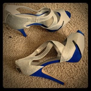 Blue and Silver Guess Heels