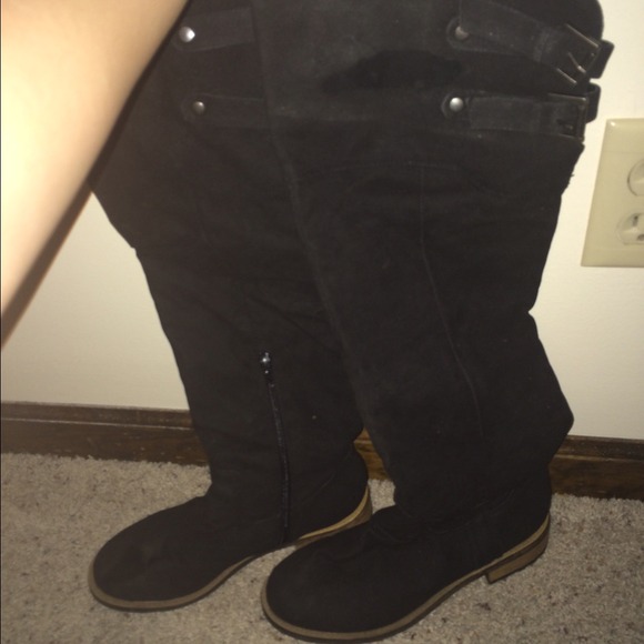 Black knee high boots