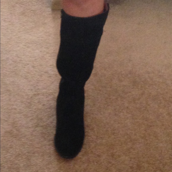 Black suede boots.
