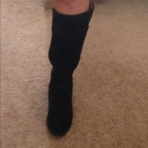 Black suede boots.