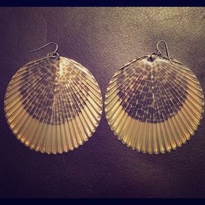 Gold pleated and cheetah print earrings