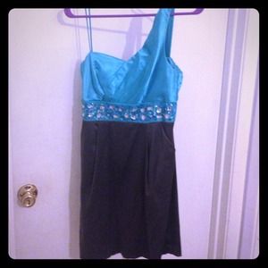 1 strap dress/turquoise&black with sequins/size 9