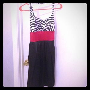 Dress/black and red with zebra print/size 7/8