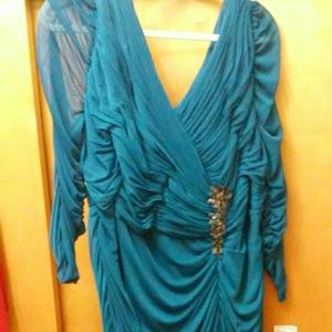 Adrianna Papell plus size turquoise evening dress