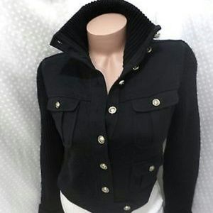 Tory Burch Size L Black Harnet Sweater Jacket $395